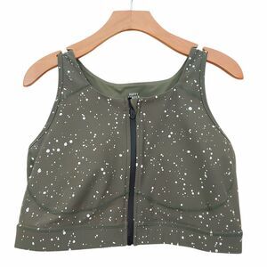 Torrid Happy Camper Sports Bra Womens 1 Green Paint Splatter Wireless Gym Active